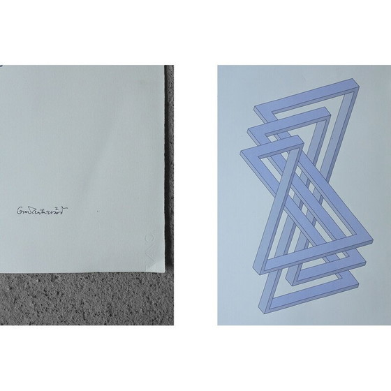 Image 1 of Vintage schilderij op Fabriano papier door Oscar Reutersvärd, Zweden 1934