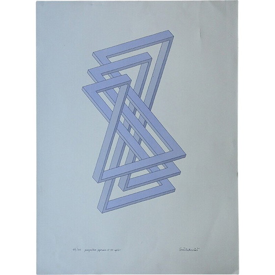 Image 1 of Vintage schilderij op Fabriano papier door Oscar Reutersvärd, Zweden 1934