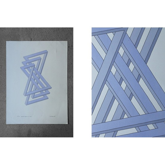 Image 1 of Vintage schilderij op Fabriano papier door Oscar Reutersvärd, Zweden 1934