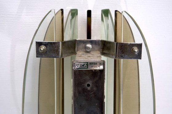 Image 1 of Set van vier gelabelde dik glazen wandlampen van Veca, Italië, 1960S