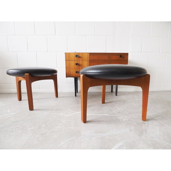 Image 1 of Vintage teakhouten krukje van Ellekaer en Linneberg, Denemarken 1960