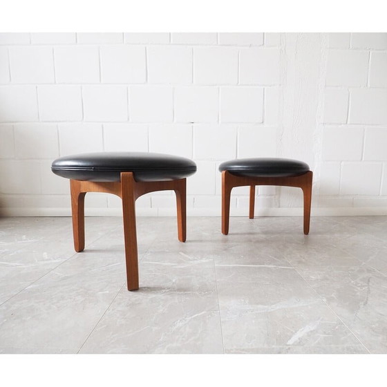 Image 1 of Vintage teakhouten krukje van Ellekaer en Linneberg, Denemarken 1960