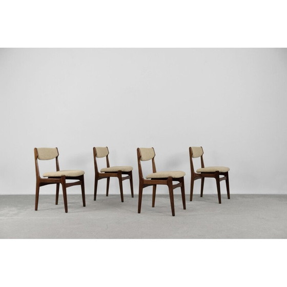 Image 1 of Set van 4 Scandinavische teakhouten eetkamerstoelen uit het midden van de vorige eeuw, Denemarken 1960