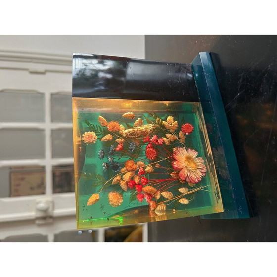 Image 1 of Vintage lamp van hars en bloemen, 1970