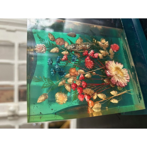 Image 1 of Vintage lamp van hars en bloemen, 1970