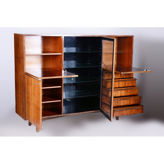 Image 1 of Vintage Art Deco notenhouten boekenkast dressoir, Tsjecho-Slowakije 1920