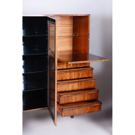 Image 1 of Vintage Art Deco notenhouten boekenkast dressoir, Tsjecho-Slowakije 1920