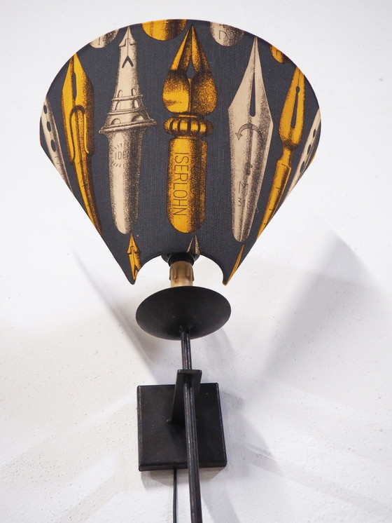 Image 1 of Set Grote IJzeren Wandlampen / Schaduwen Fornasetti Stof