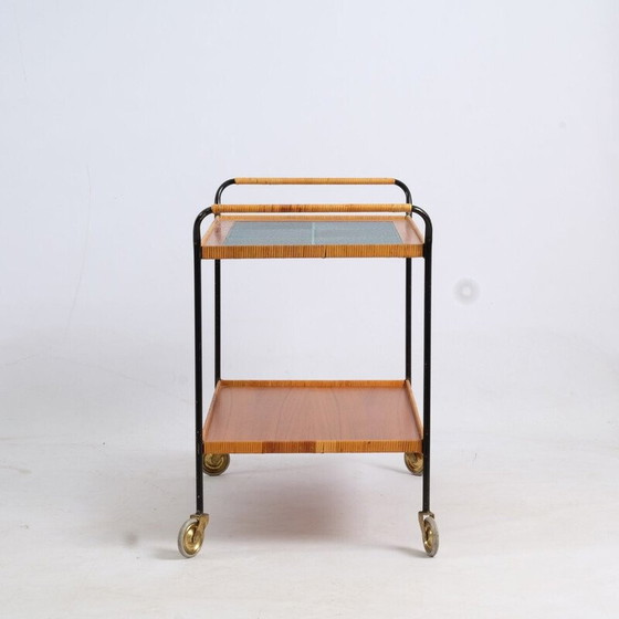 Image 1 of Vintage keramiek en gietijzeren theewagen, Duitsland 1950