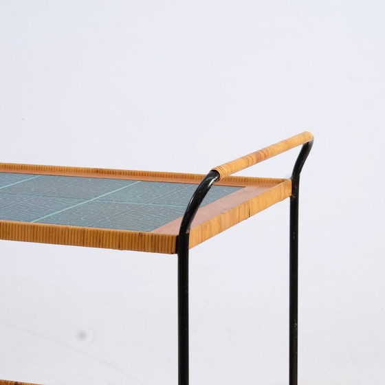 Image 1 of Vintage keramiek en gietijzeren theewagen, Duitsland 1950