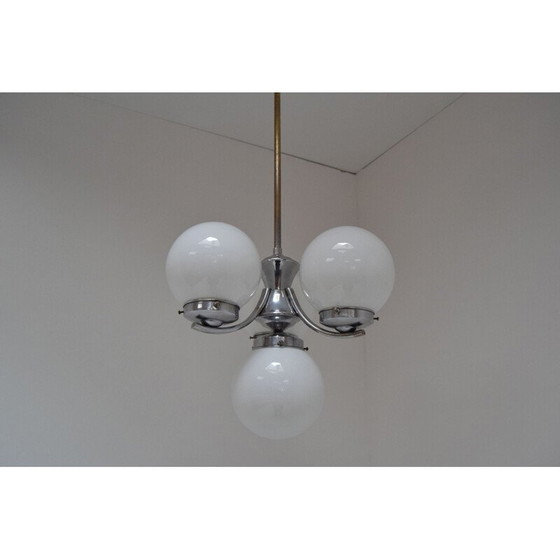 Image 1 of Vintage art deco kroonluchter van chroomglas, Tsjecho-Slowakije 1930