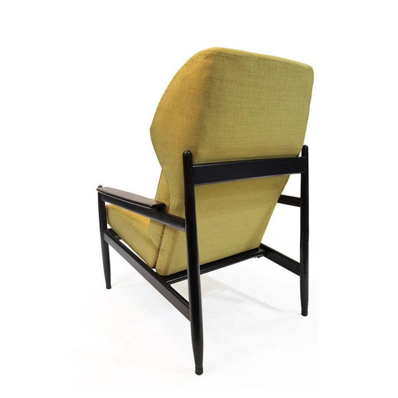 Image 1 of Vintage houten fauteuil met dedar stof