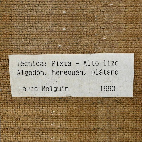 Image 1 of Paar vintage wandtapijten in natuurlijke materialen van Laura Holguin, 1990