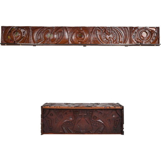 Vintage houten wandstuk, Italië 1950