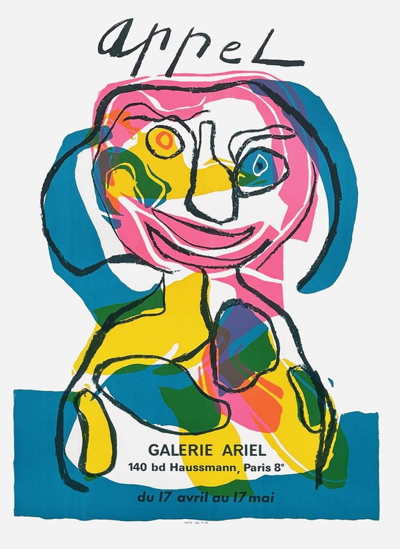 Image 1 of Vintage "Galerie Ariel" poster van Karel Appel, 1971