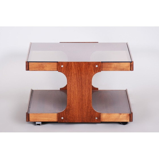 Image 1 of Vintage salontafel van walnoot en glas, 1960