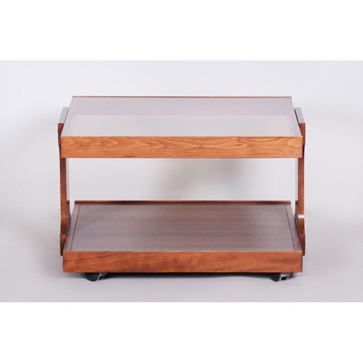 Vintage salontafel van walnoot en glas, 1960