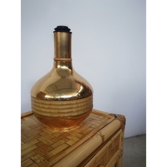 Image 1 of Vintage messing en bamboe tafellamp, 1970