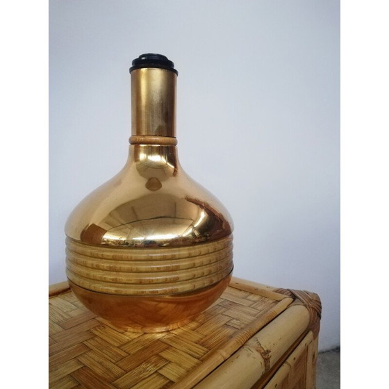 Image 1 of Vintage messing en bamboe tafellamp, 1970