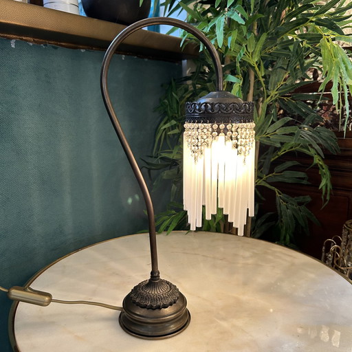 Vintage Jaren 20 Stijl Tafellamp Staafjes Lamp Schemerlamp Koper 