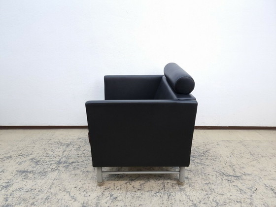 Image 1 of Knoll International echt leren fauteuil Ettore Sottsass rood/zwarte design fauteuil