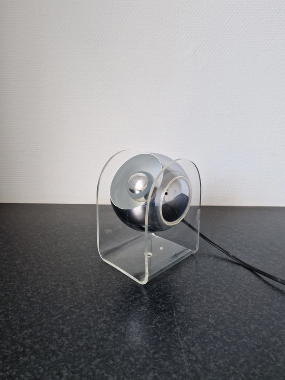 Image 1 of Vintage Eyeball Chroom Tafellamp Plexiglas Jaren 60 70