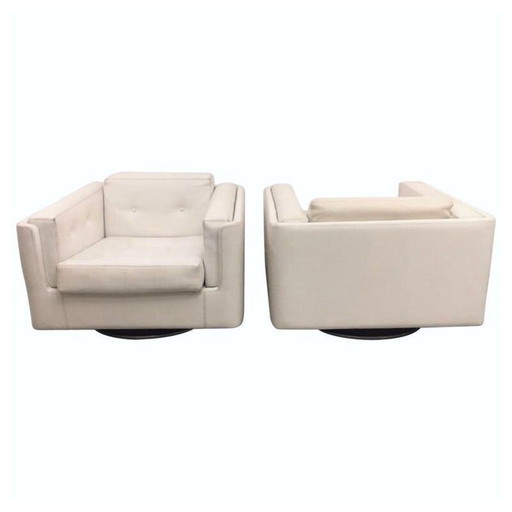 Set van 2 vintage witte skai fauteuils van Zanotta, jaren 1965