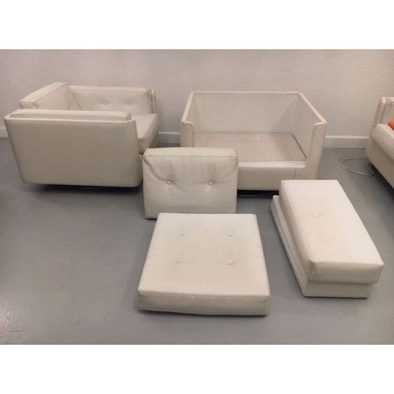Image 1 of Set van 2 vintage witte skai fauteuils van Zanotta, jaren 1965