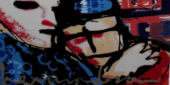 Image 1 of Herman Brood - ingelijste zeefdruk: City love (nette lijst!)