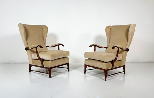 Mid-Century Modern Paar Paolo Buffa Fauteuils, 1950S - Nieuwe Bekleding