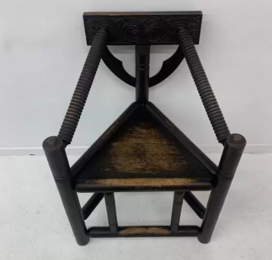 Image 1 of Zweedse Munk driepoot fauteuil in massief eiken , jaren 1960