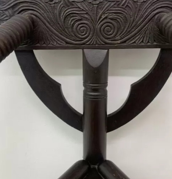 Image 1 of Zweedse Munk driepoot fauteuil in massief eiken , jaren 1960