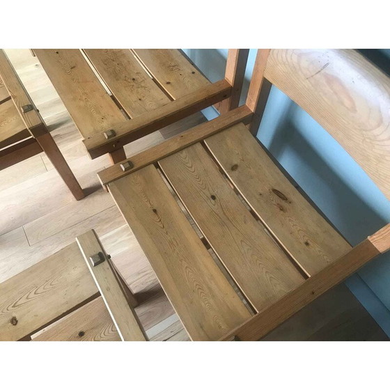 Image 1 of Set van 4 vintage grenen "Trybo" stoelen door Edvin Helseth, Noorwegen 1960