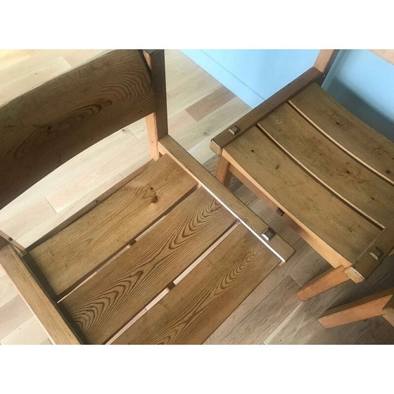 Image 1 of Set van 4 vintage grenen "Trybo" stoelen door Edvin Helseth, Noorwegen 1960