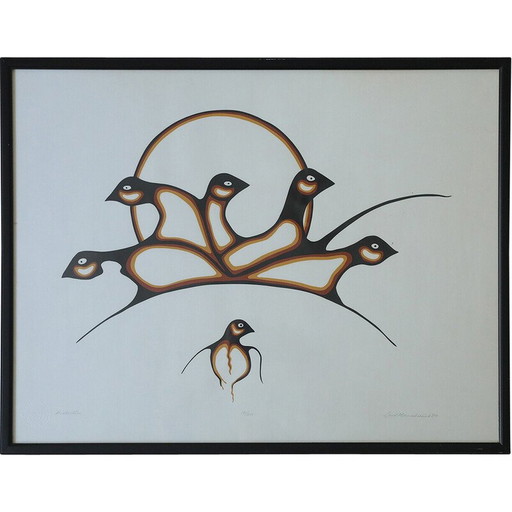 Vintage acrylschilderij door Saul Mamakeesick, 1980