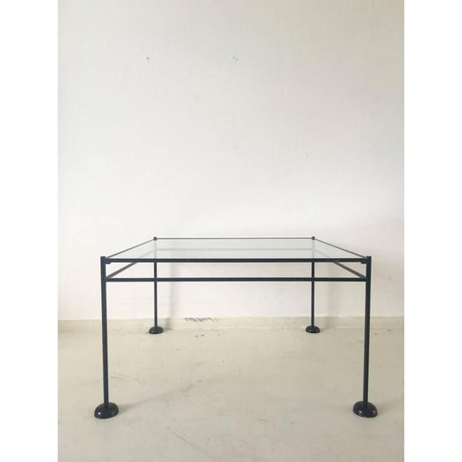Vintage minimalistische salontafel van metaal en glas, 1960