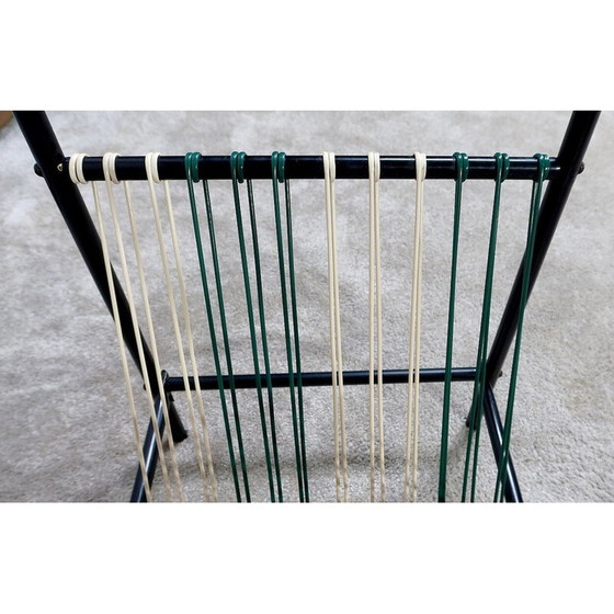 Image 1 of Vintage metalen buis en helder glazen bijzettafel met tijdschriftenrek, 1950