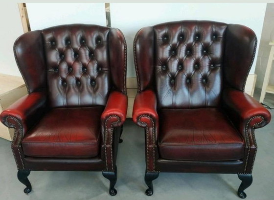 Image 1 of 2x Chesterflied Oxblood Red Stoelen