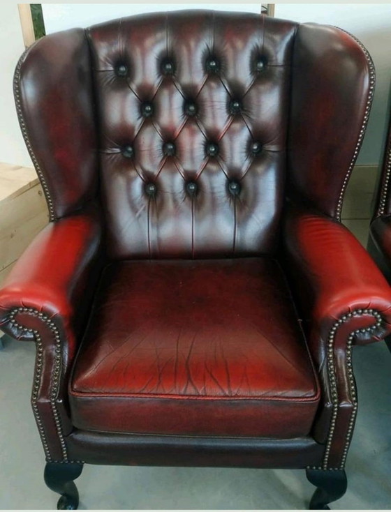 Image 1 of 2x Chesterflied Oxblood Red Stoelen