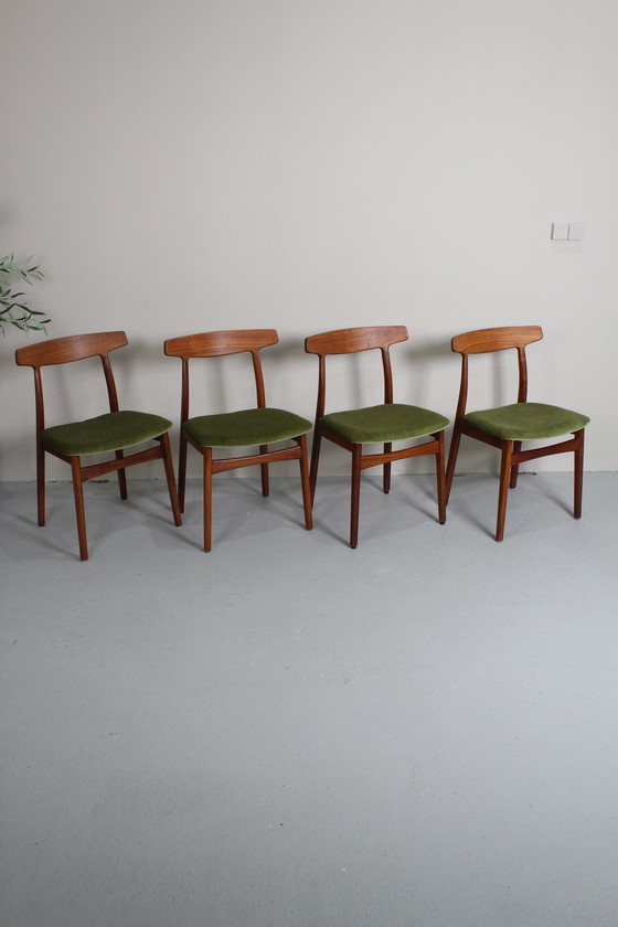 Image 1 of 4X Vintage Deens Design Eetkamerstoelen - Henning Kjærnulf, Jaren '60