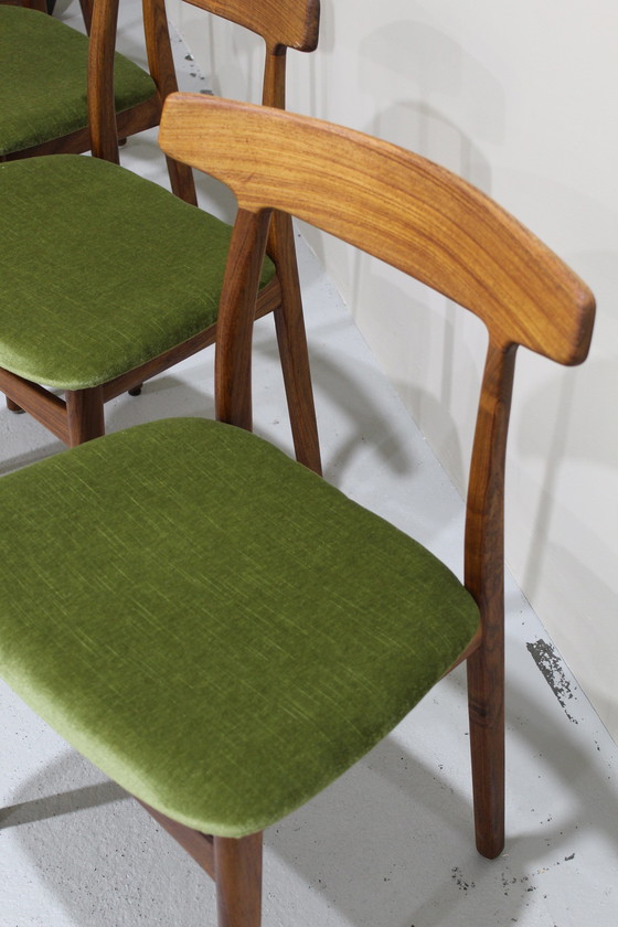 Image 1 of 4X Vintage Deens Design Eetkamerstoelen - Henning Kjærnulf, Jaren '60