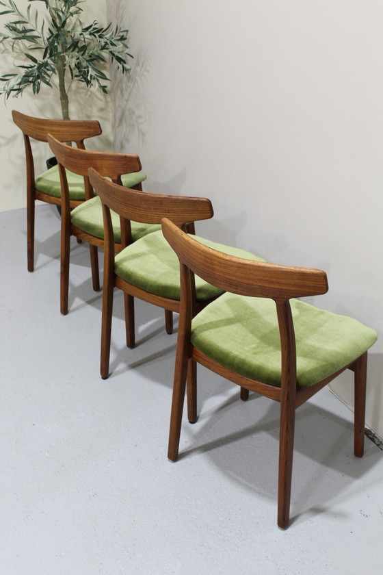 Image 1 of 4X Vintage Deens Design Eetkamerstoelen - Henning Kjærnulf, Jaren '60