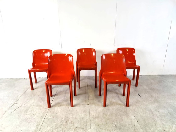 Image 1 of 5x Artemide Vico Magistretti 1970 Selene eetkamerstoelen