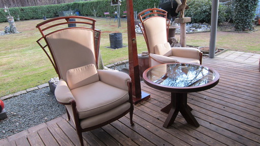 Exclusieve "Art Deco" Combinatie 2 Stoelen + Tafel + Lamp. Zeldzaam!