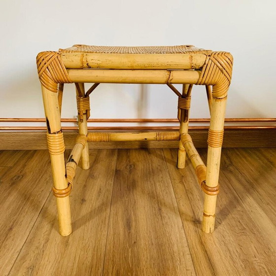 Image 1 of Vintage rotan en rieten nesttafels, Italië 1960