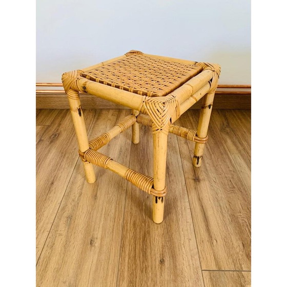 Image 1 of Vintage rotan en rieten nesttafels, Italië 1960