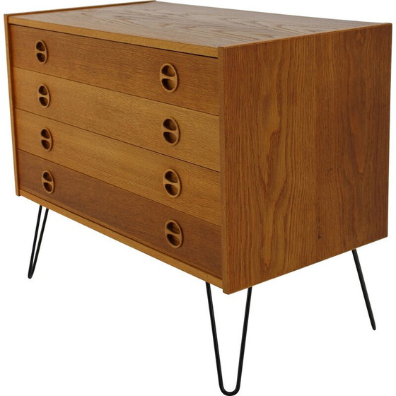 Image 1 of Vintage gerecycled eikenhouten ladekast met laden, Denemarken 1960
