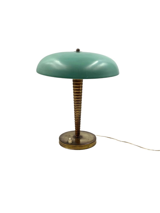 Mid Century Messing Tafel / Bureaulamp, Italië Ca. 1950S