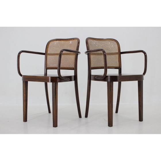 Image 1 of Paar vintage gebogen houten fauteuils nr. 811 van Josef Hoffmann voor Thonet, Tsjecho-Slowakije jaren 1920