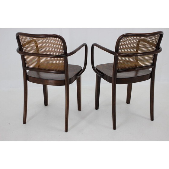 Image 1 of Paar vintage gebogen houten fauteuils nr. 811 van Josef Hoffmann voor Thonet, Tsjecho-Slowakije jaren 1920